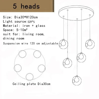 Nordic luxury White Magic bean Design glass LED Chandelier Lighting lustre Hardware Ceiling Duplex staircase Attic luminaire