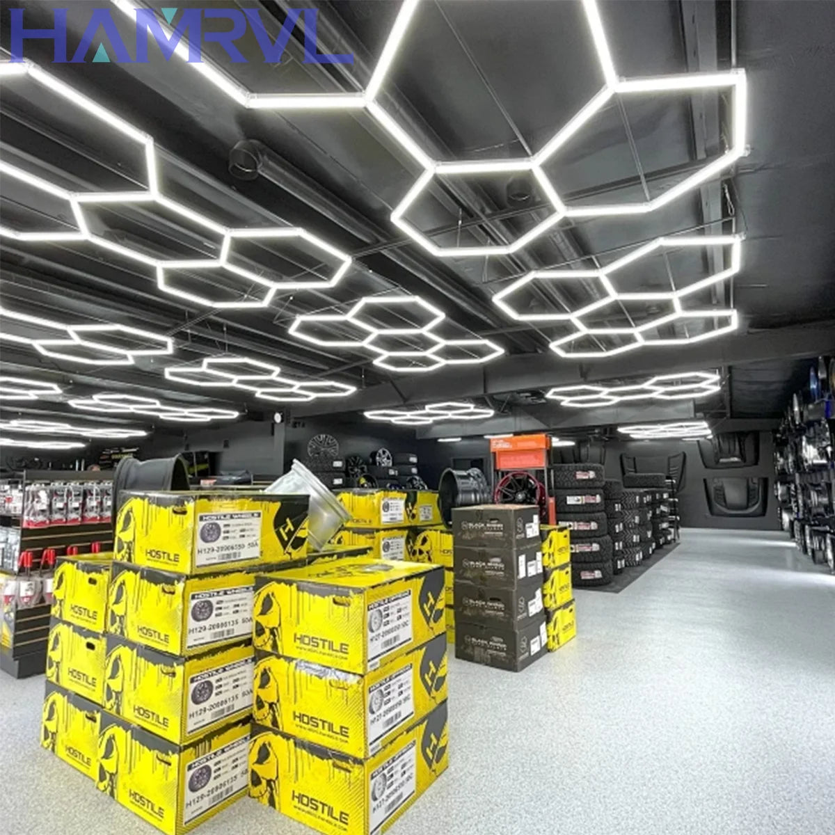 DIY Hair Salon Barbecue Shop Gym Bar Car Showroom 6000-6500k Garage Workshop Ceiling Light Honeycomb Tube Hexagonal LED Lighting