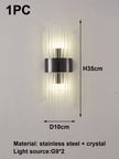 Gold/Black Stainless Steel Crystal Wall Sconce for Living Room, Bedroom, Kitchen Home Decor Lighting, G9 Light Source