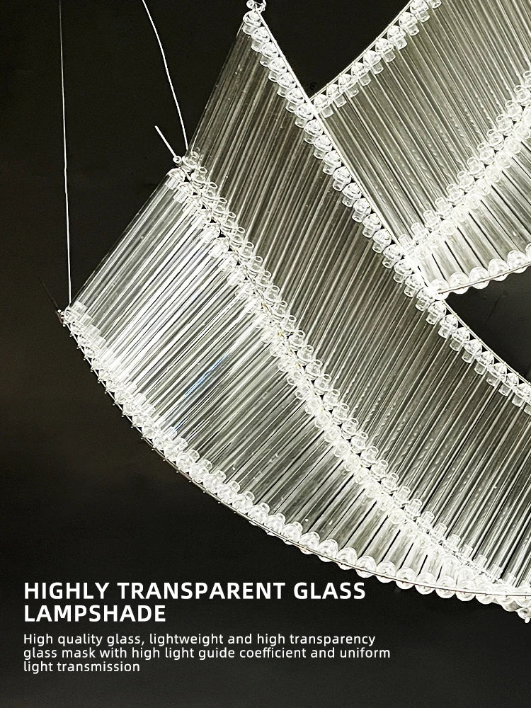 Hotel Living Room Hanging Led Chandelier Hotel Restaurant Large Led Chandelier Modern Pendant Light Glass Lights Lobby