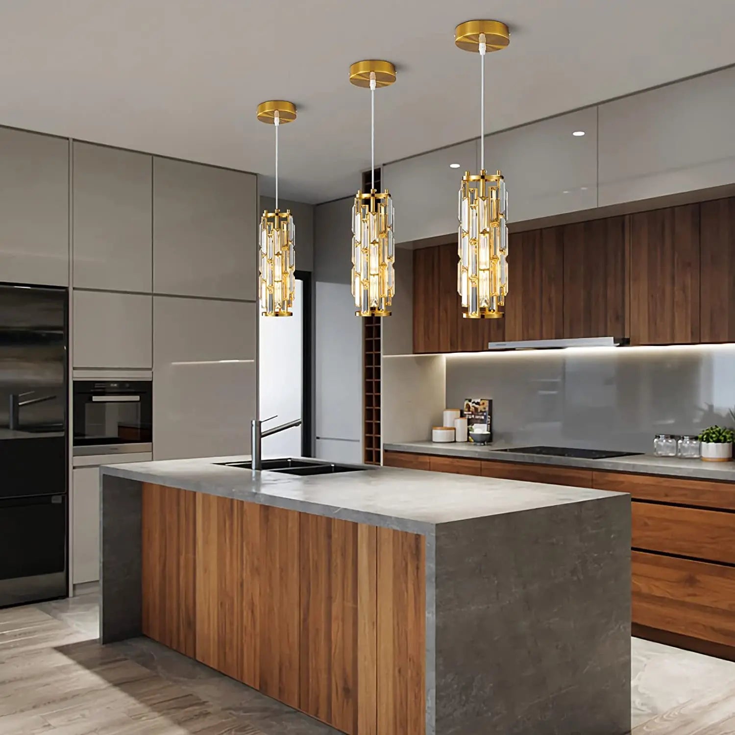 Crystal Pendant Lamp American Industrial-style Home Décor Lighting Fixtures for Kitchens, Dining Rooms, Parlor and Bedrooms