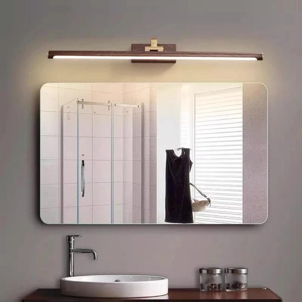 Modern Gold Copper LED Wall Light Rotatable Mirror Bathroom Bedroom Sconce Brass Simple Wall Lamp