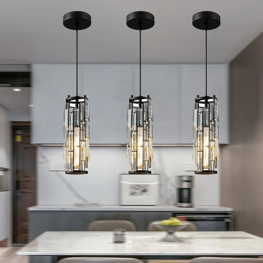 Crystal Pendant Lamp American Industrial-style Home Décor Lighting Fixtures for Kitchens, Dining Rooms, Parlor and Bedrooms