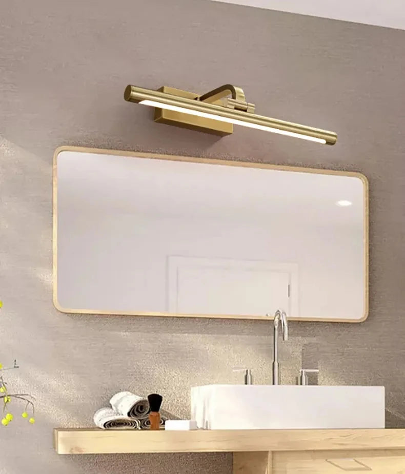 Modern Gold Copper Wall Light Rotatable Mirror Bathroom Bedroom Sconce Brass Simple Lamp GN421TN