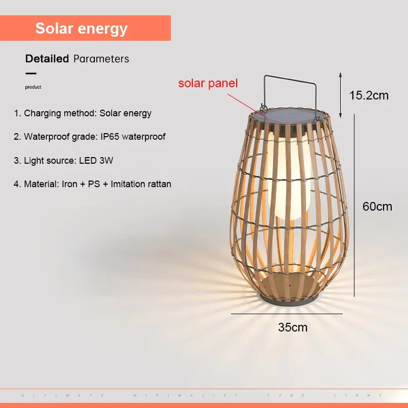 Solar Lights LED Floor Lamp Outdoor Waterproof Solar Energy Imitation Rattan Ambient Lamp Villa Gate Garden Courtyard lighting