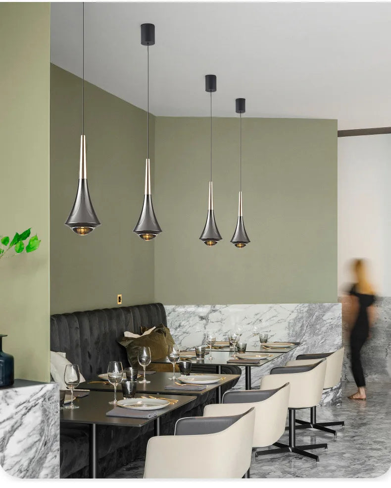 Bedroom Bedside Pendent Lamp Nordic Modern Living Room Study Decoration Simple Creative Light Luxury Bar Glass LED Chandelier
