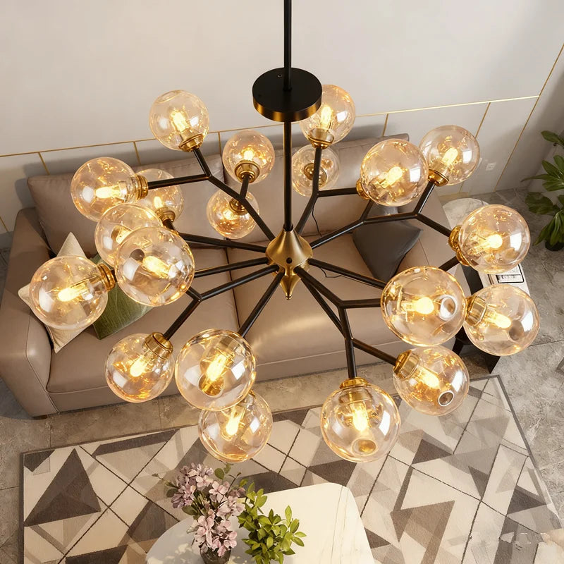 LED Glass Ball Chandelier Pendant Light for Indoor Decorative Lighting - Living Room Bedroom Dining Room