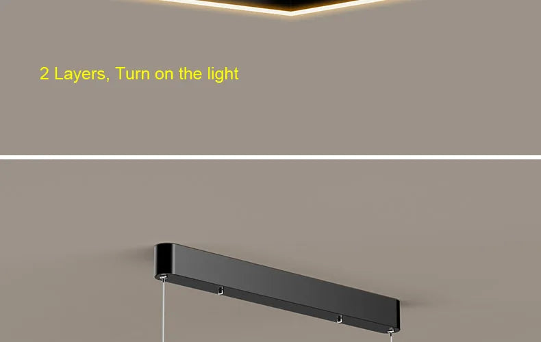 2026 LED Square Pendant Light For Dining Room Bedroom Living Room Home Loft Decor Modern Black Aluminum Hanging Lamp