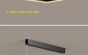 2026 LED Square Pendant Light For Dining Room Bedroom Living Room Home Loft Decor Modern Black Aluminum Hanging Lamp