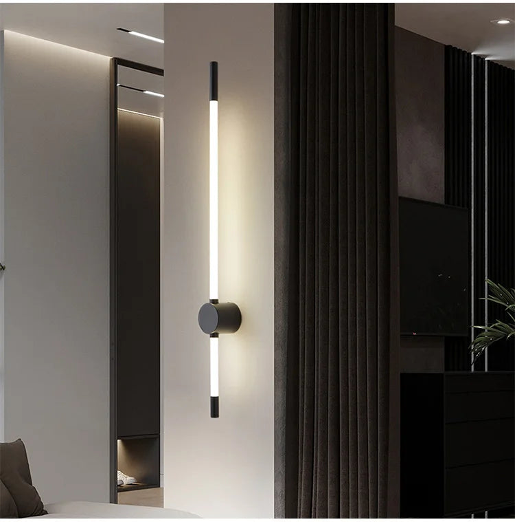 Modern LED Long Wall Lights for Bedroom Lighting Living Room Background Decorate Stairs Lamp Hotel Black Gold Sconce Fixtures