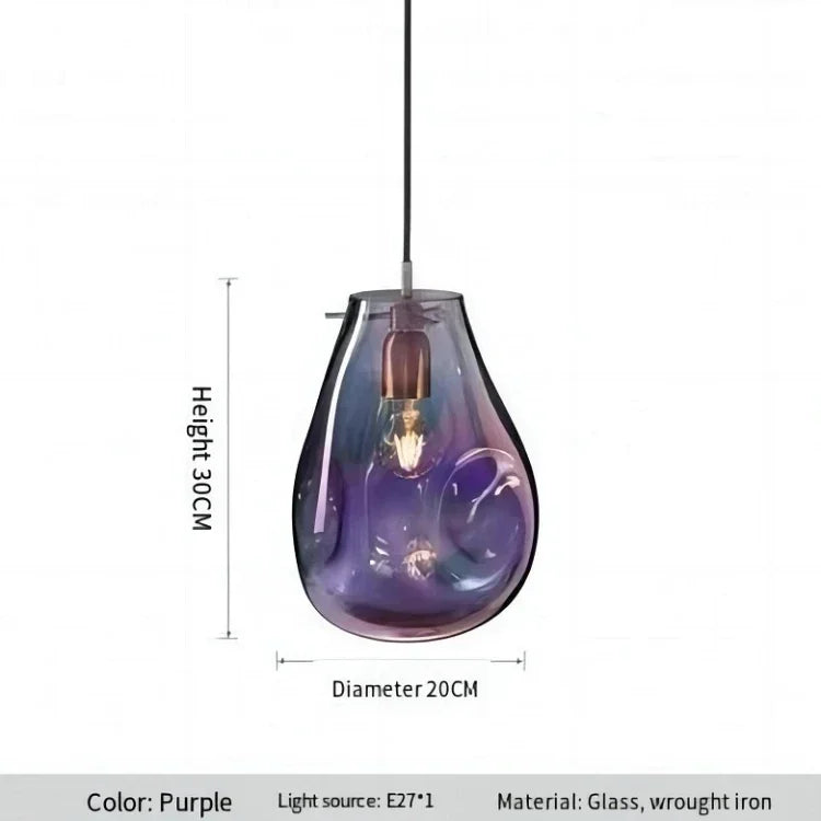 Designer Creative Stained Glass Single Chandeliers, Nordic Simple Bedside Cafe Dining Room Led Small Decorative Lighting