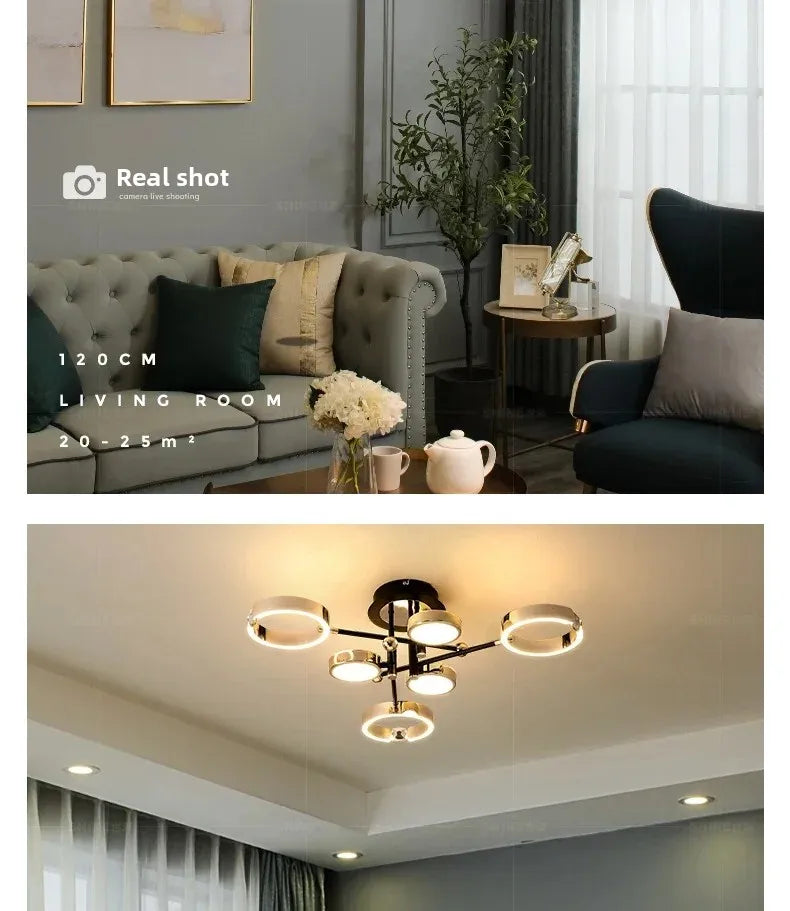 Modern Luxury Nordic Style Aluminum Circle Shaped LED Pendant Light Art Creative Lamp for Living Room Home Decoration Chandelier