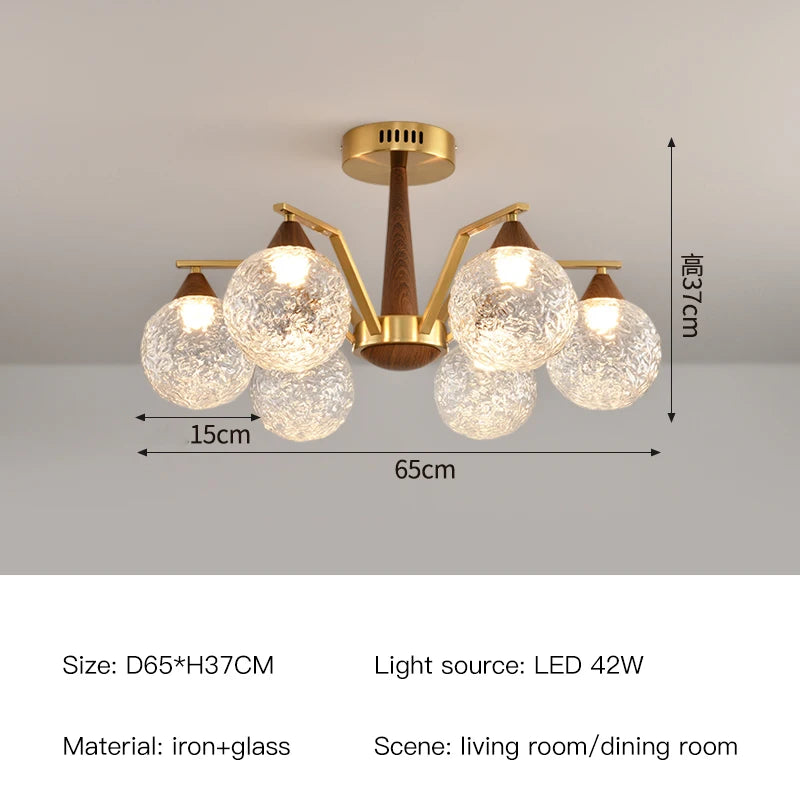 Modern LED Glass Ball Chandeliers Living Room Dining Table Salon Chandelier Bedroom Ceiling Chandelier Home Decoration Lighting