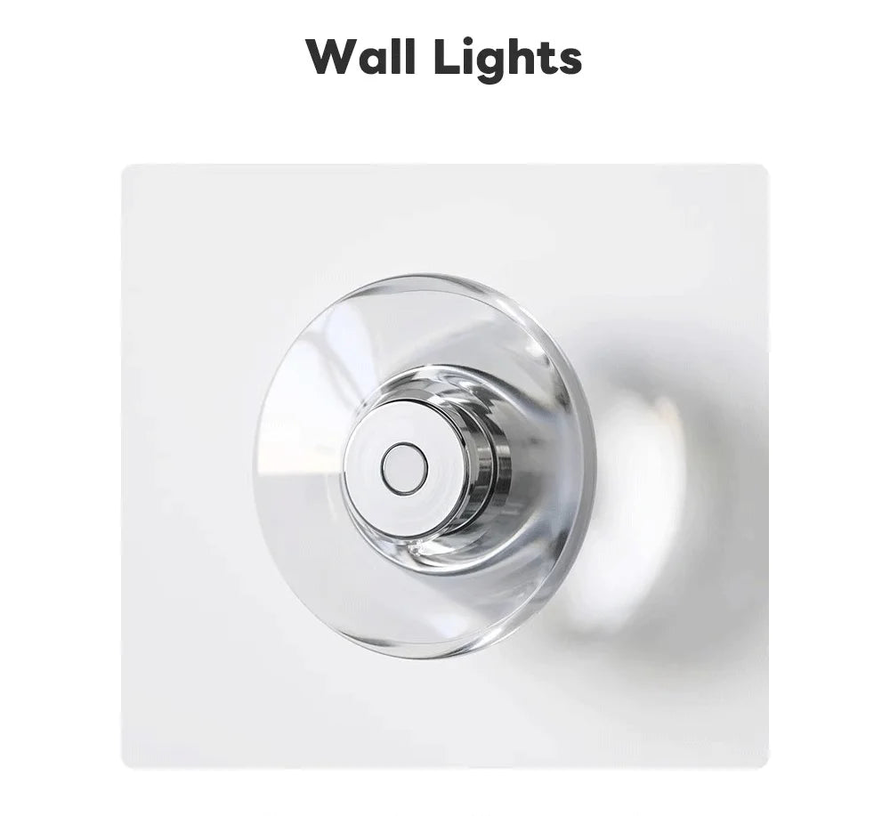 Modern Round Crystal Bedside Lamp Bedroom Living Room Italian LED Sconce Minimalist Art Circular Corridor Mirror Wall Lights