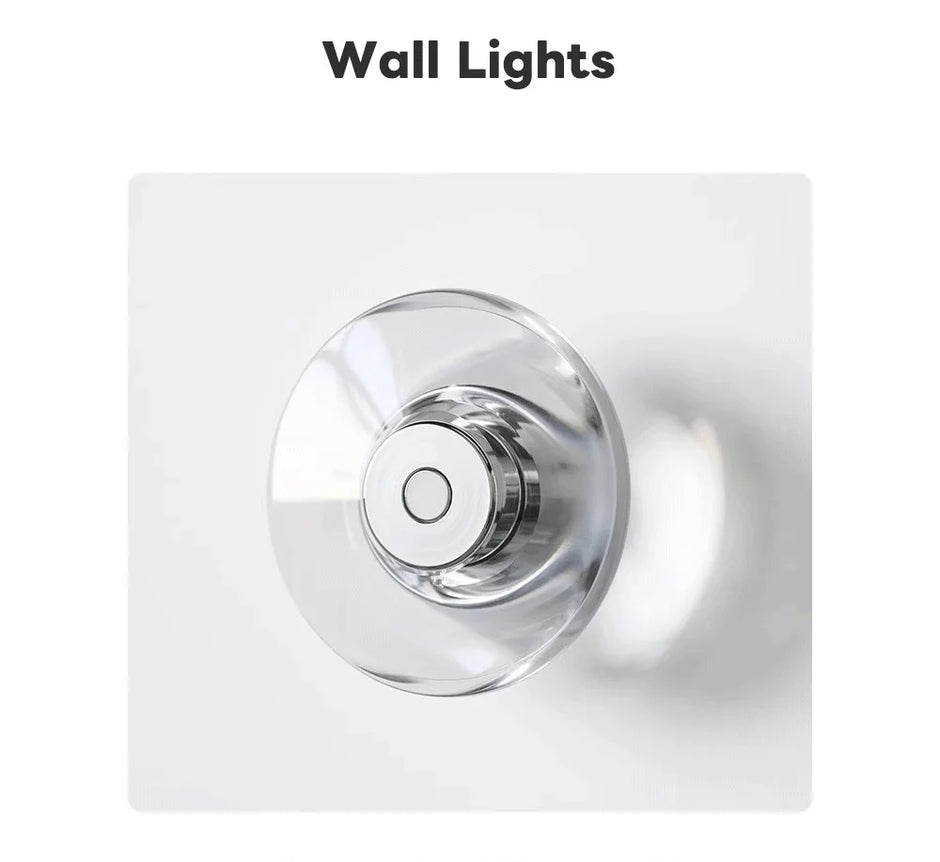 Modern Round Crystal Bedside Lamp Bedroom Living Room Italian LED Sconce Minimalist Art Circular Corridor Mirror Wall Lights