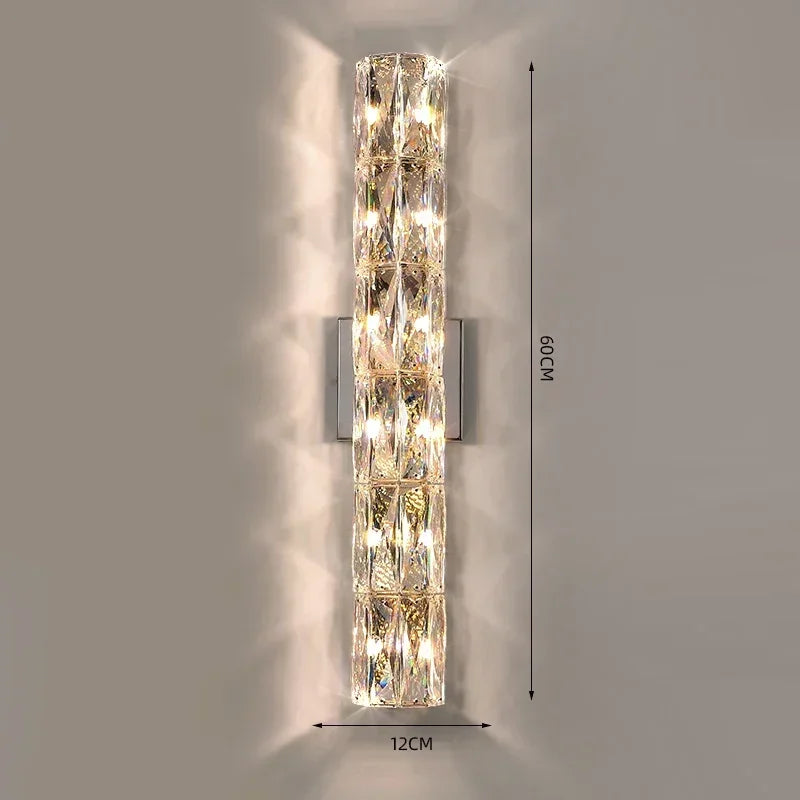 Modern High-end Crystal Wall Light Nordic Living Room Bedroom Bedside Long Wall Lamp Hotel Villa Corridor Bracket Light
