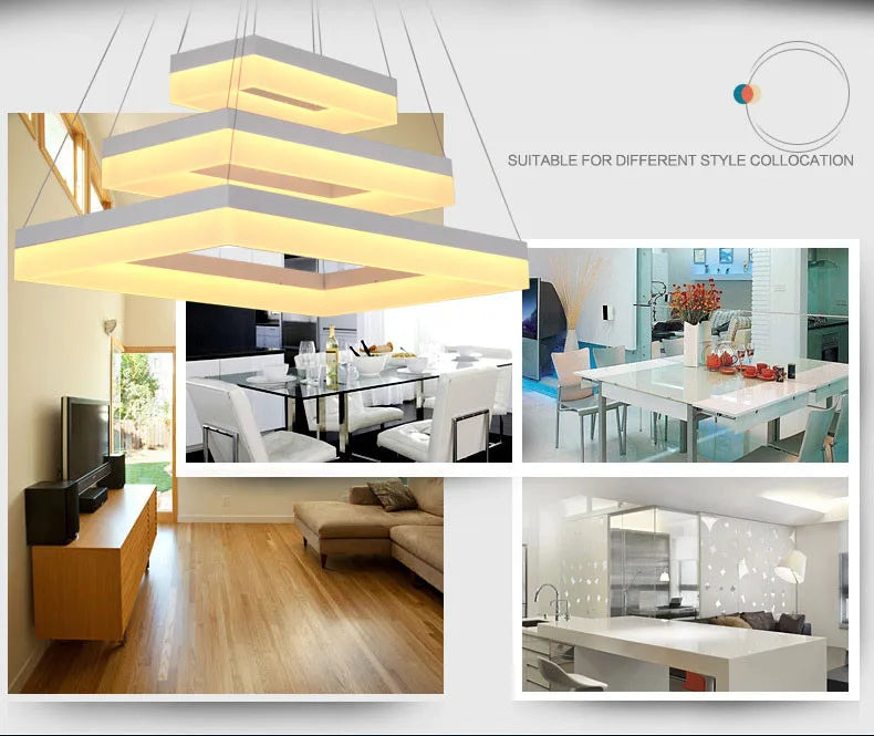 Free Shipping Modern Led Pendant Lights for Dining Room Living Room Rectangle Acrylic Led Pendant Lamp Fixture Lamparas Modernas