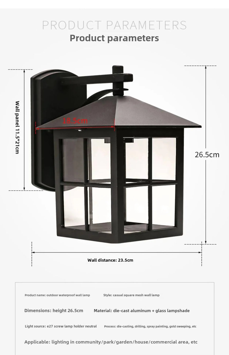 Outdoor Waterproof Wall Lamp Simple Modern Hotel Restaurant Clothing Store Decorative Lighting Villa Gate Balcony Lamp