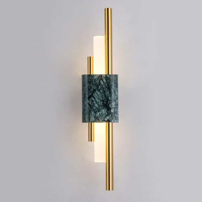 Luxury Green White Marble Wall Lamp Living Room Lobby Bedroom Golden Decor Bedside Sconce Hotel Aisle Staircase Led Light 6W