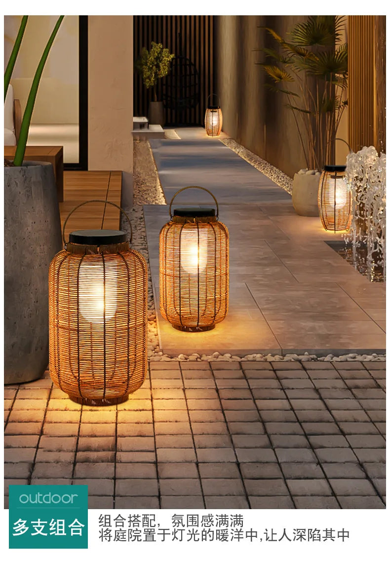 Solar GardenGarden Lawn Outdoor Portable Light Hanging Light Japanese Floor Light Balcony