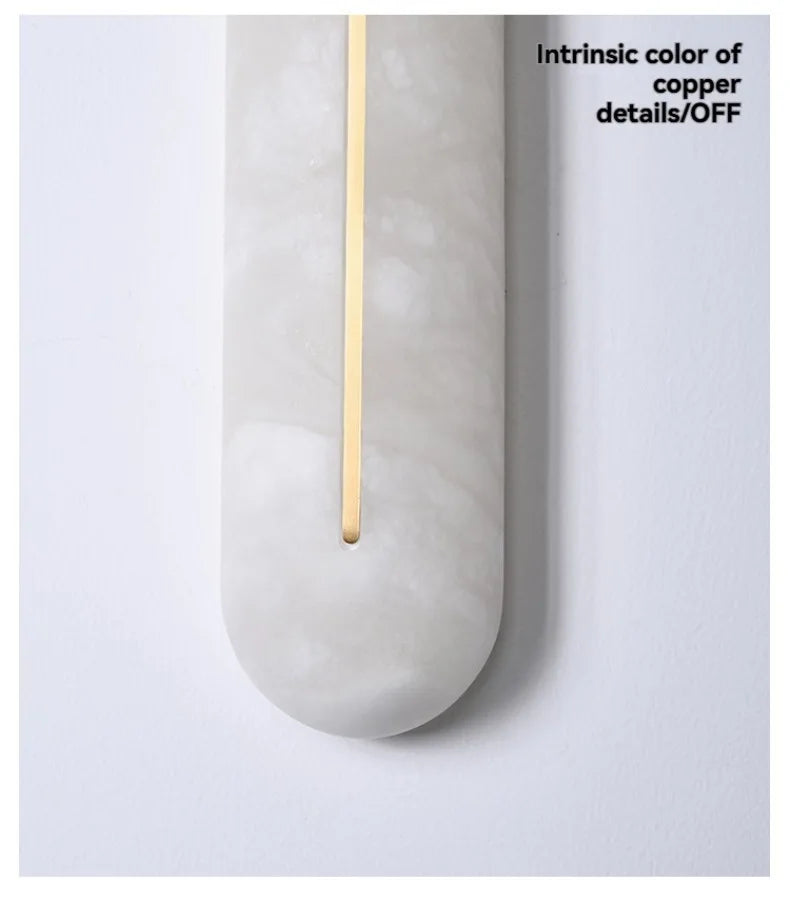 Italian Wall Lamp Natural Marble Bedside LED Light for Bedroom Villa Entryway Hallway Living Room Indoor Decorative Lighting