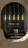 Retro Rustic Hanging Light for Bar Restaurant Decoration Hemp Rope Pendant Light E27 Bulb Glass Lampshade
