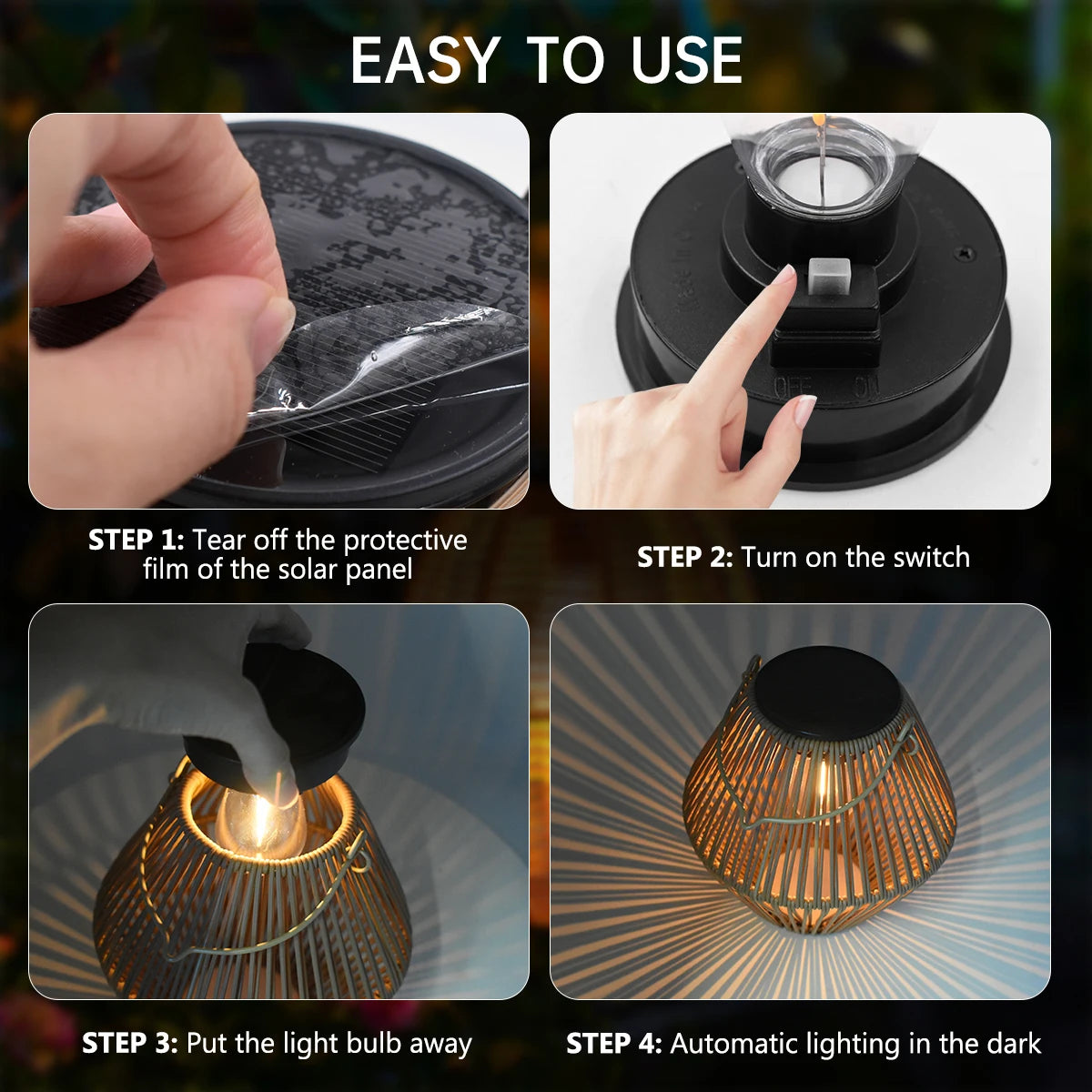 Outdoor Solar Rattan Lanterns, Waterproof Hanging Boho Solar Lights for Garden, Patio, Yard, Porch Decorative Lighting