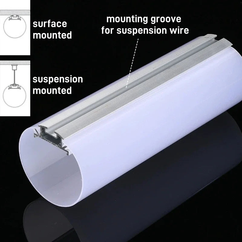 270 Luminescence Circular Led Aluminum Profile 20/30/40Mm Led Channel Diffuser Linear Bar Light Long Strip Pendant Lamp Tubes