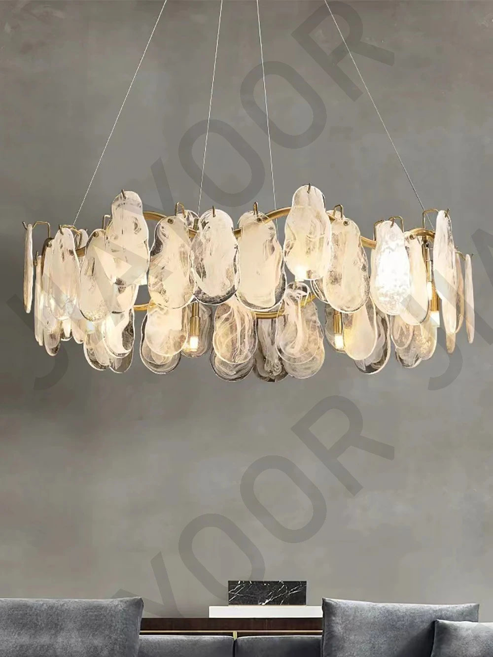 Cream Style Chandelier Lighting Fixtures Furniture Luxurious Living Room Decoration Glass Cloud Chandelier Simple And Modern