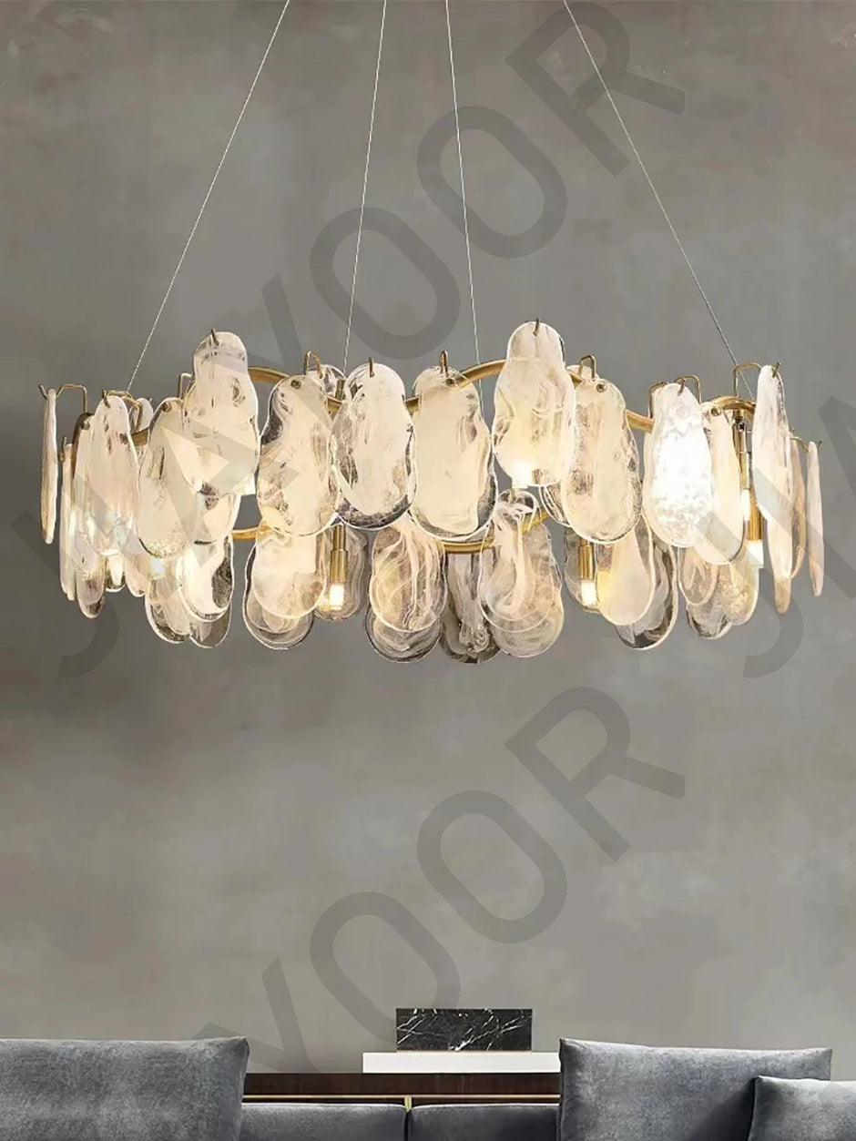 Cream Style Chandelier Lighting Fixtures Furniture Luxurious Living Room Decoration Glass Cloud Chandelier Simple And Modern