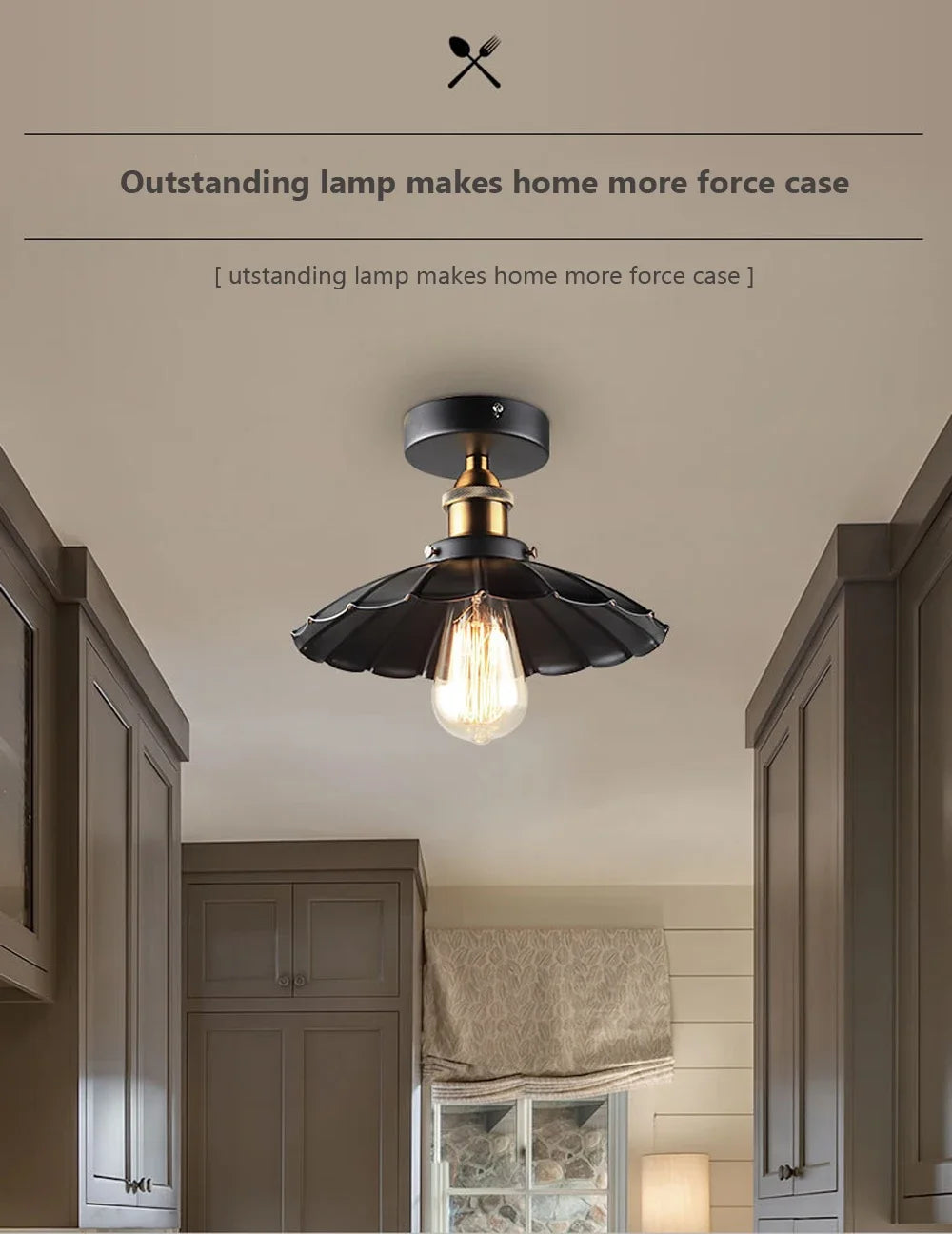Retro Ceiling Lamp for Living Room Dining Room Bedroom Corridor Entrance Ceiling Lights E27 Indoor Lighting Fixtures