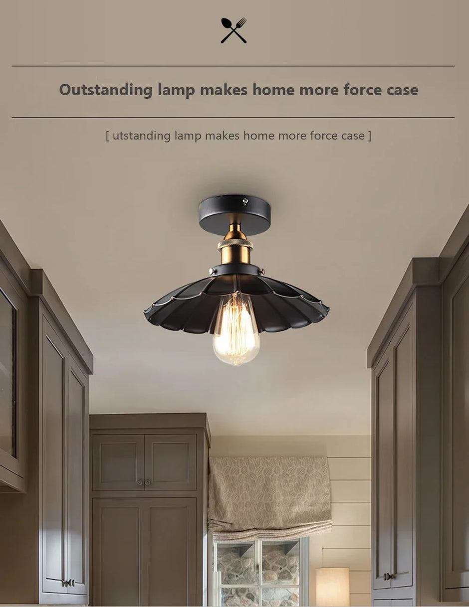 Retro Ceiling Lamp for Living Room Dining Room Bedroom Corridor Entrance Ceiling Lights E27 Indoor Lighting Fixtures
