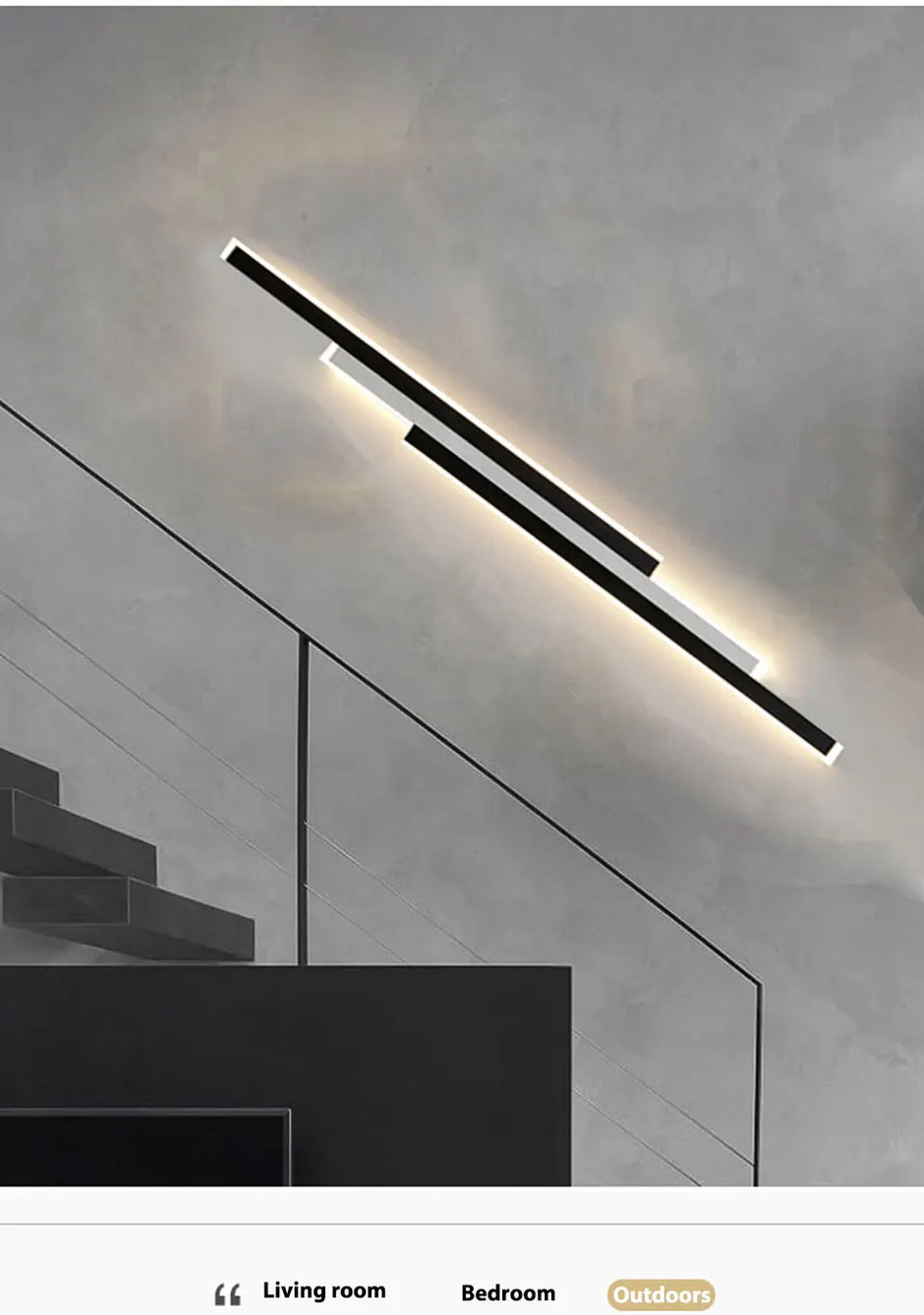 Outdoor Garden Wall Light Waterproof Long Strip Shape Lamp LED85v-265v Black&White Color Porch Lighting Fixture for Villa Garage