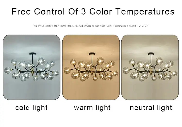 LED Glass Ball Chandelier Pendant Light for Indoor Decorative Lighting - Living Room Bedroom Dining Room