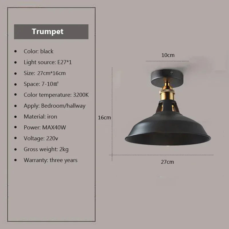 DAMIASMIL Retro Ceiling Lamp for Living Room Dining Room Bedroom Corridor Entrance Ceiling Lights E27 Indoor Lighting Fixtures