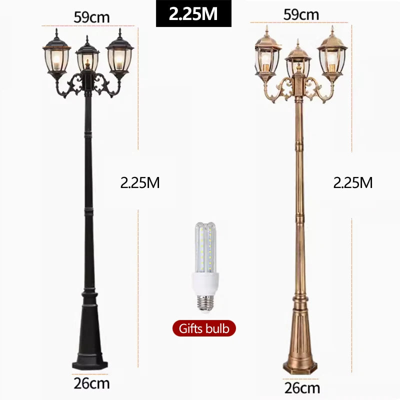 Waterproof high LED retro outdoor landscape courtyard 3m European style outdoor lawn lamp villa household garden street lighting