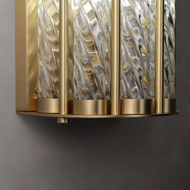 Modern Copper Wall Lamp for Hotel Villa Living Room Porch Office Corridor Long Glass LED Sconce Wall Light Home Decor