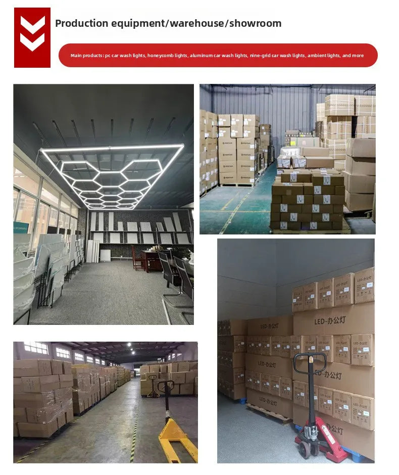 LED Garage Light Diamond Honeycomb Light Car Wash Shop Film Ceiling Car Beauty Workstation Light 126W 6500K