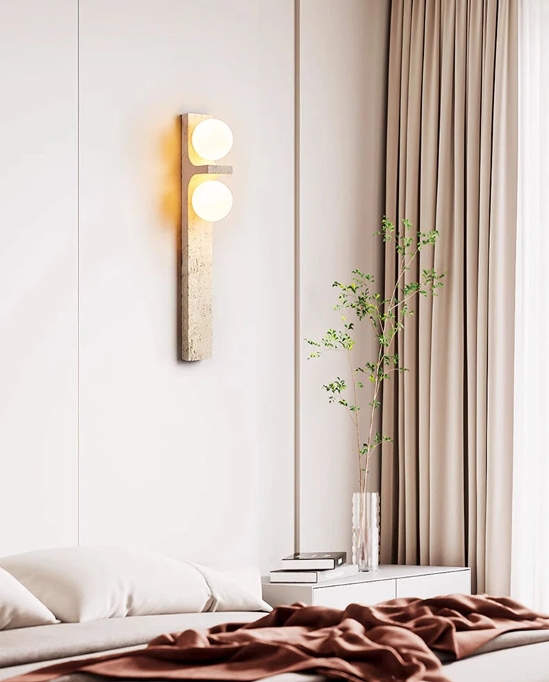 New Style Wall Light Sconce Natural Stone White Glass G9 Bulb Art Deco For Indoor Foyer Bedroom Dining Room