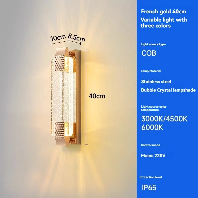 Modern Light Outdoor LED Wall Light Transparent Crystal with Bubble Style for Villa Porch Patio and Garden Lighting Lamps