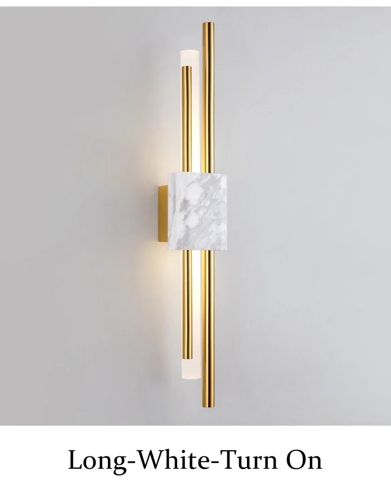Luxury Green White Marble Wall Lamp Living Room Lobby Bedroom Golden Decor Bedside Sconce Hotel Aisle Staircase Led Light 6W