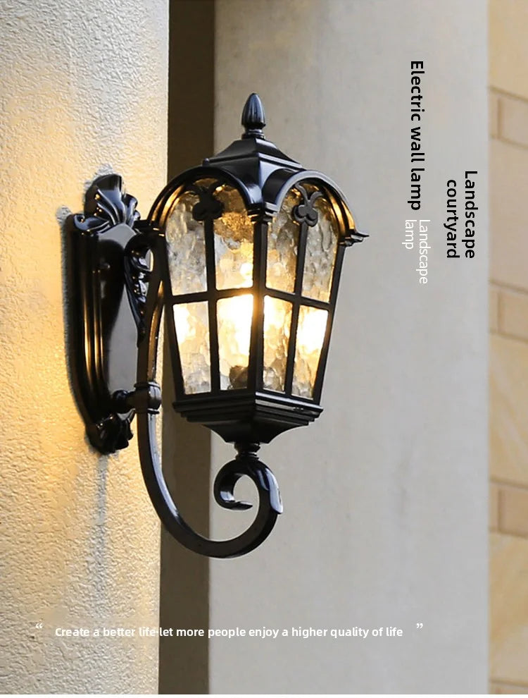 Outdoor Waterproof Wall Lamp For Garden Villa Gate Outdoor European-Style Courtyard Balcony Exterior Wall Lamp Retro Wall Lamp