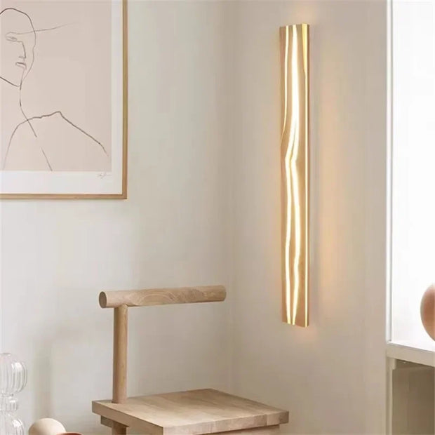 Modern Mirror Led Light Bedside Lamp Wabi Sabi Nordic Cracked Wood Wall Lamp for Living Room Hallway Office Decoration Lamp