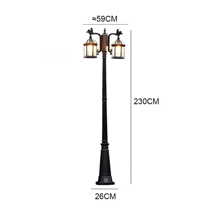 Led Villa Garden Outdoor Waterproof Household Retro Double Head Community Outdoor Courtyard Street Lamp ≈230CM