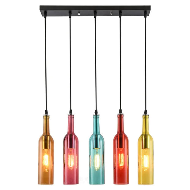 Nordic Simple Personality Creative Light Fixtures Modern Restaurant Bar Cafe Bar Counter Color Beer Bottle Decoration Chandelier