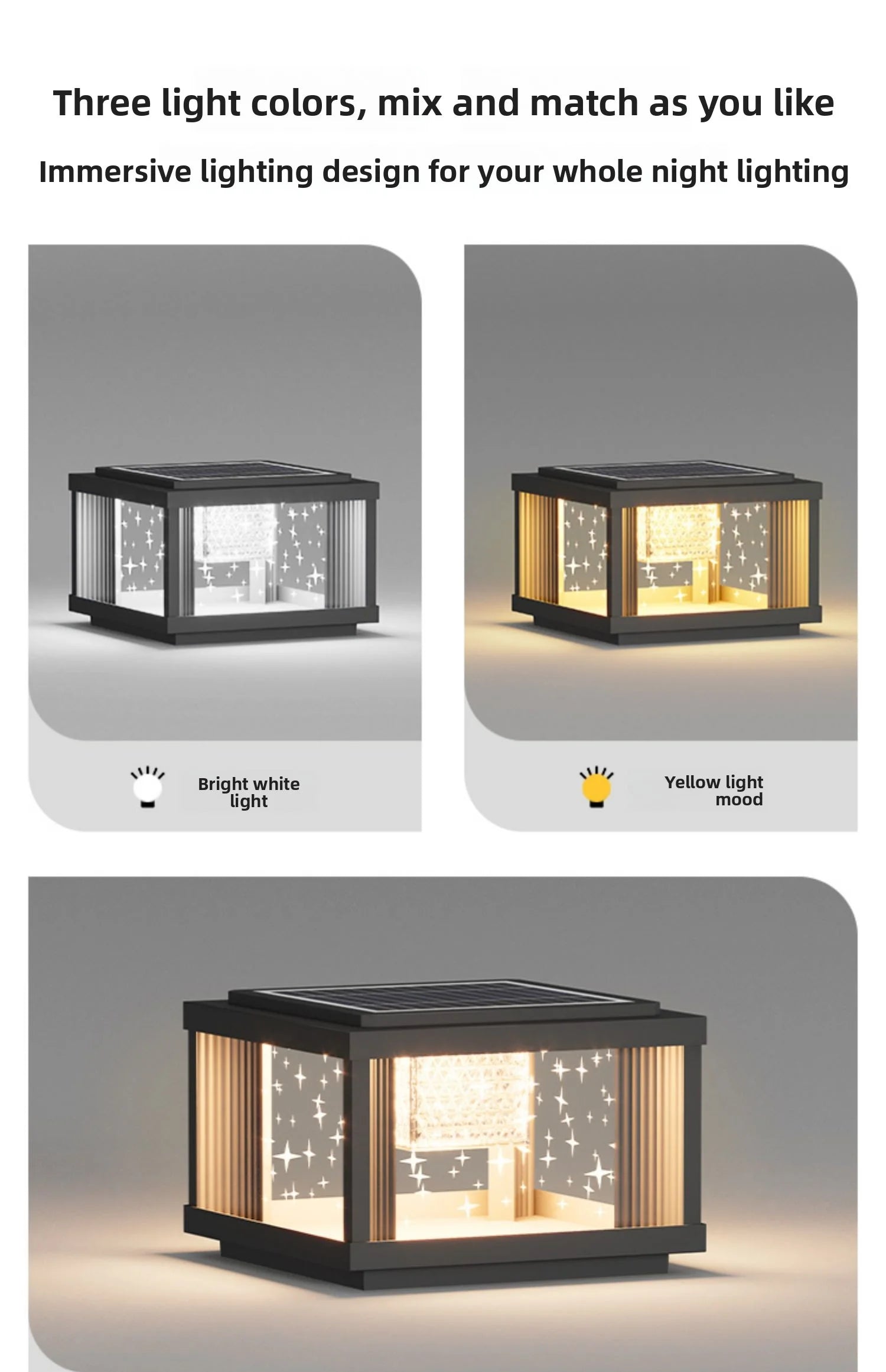 Solar Column Head Lamps Waterproof Courtyard Lamps Gate Pillar Lamps Wall Column Lamps Outdoor Villa Column Head Lamps