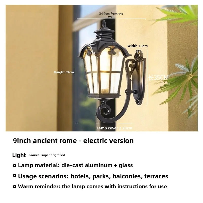 Outdoor Waterproof Wall Lamp For Garden Villa Gate Outdoor European-Style Courtyard Balcony Exterior Wall Lamp Retro Wall Lamp