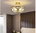 American-Style Semi-Flushed Ceiling Lamp D35cm H30cm De Copper Glass Balcony Bedroom Lamp Restaurant Balcony Study Ceiling Light