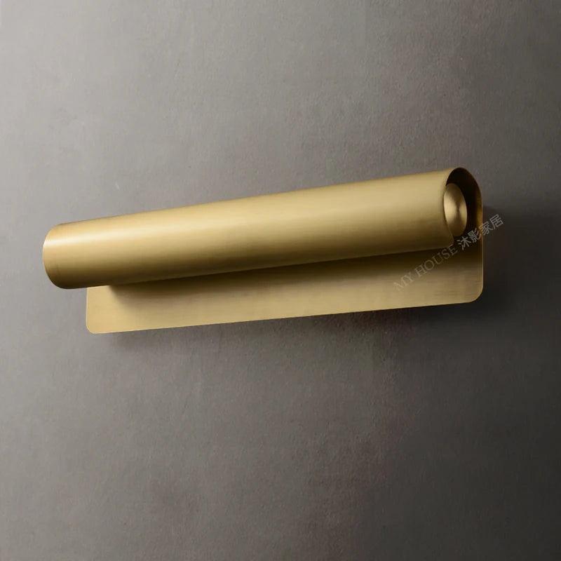 Post-Modern Designer Wall Lamp Minimalist Creative Living Room Hong Kong Style Light Luxury Copper Bedroom Decorative Wall Light