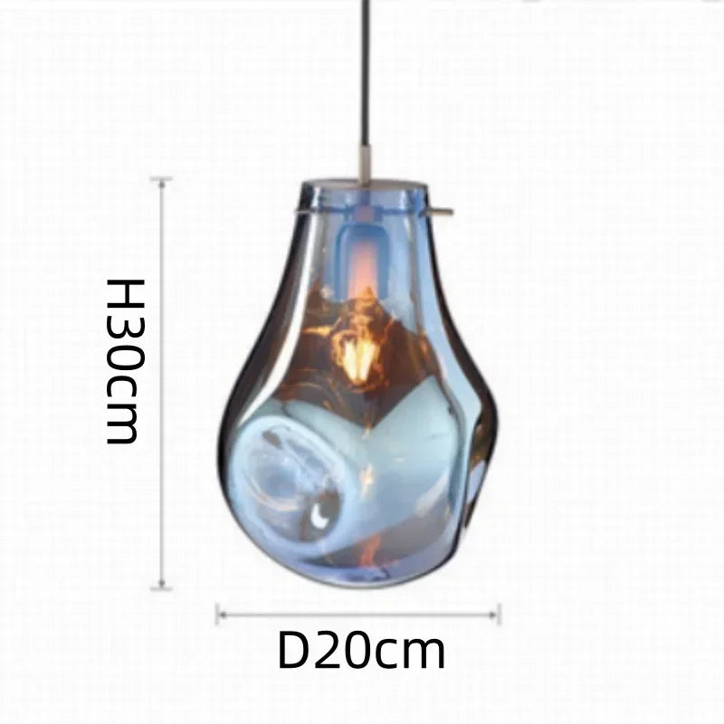 Designer Creative Stained Glass Single Chandeliers, Nordic Simple Bedside Cafe Dining Room Led Small Decorative Lighting